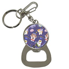 Girl Cartoon Background Pattern Bottle Opener Key Chain