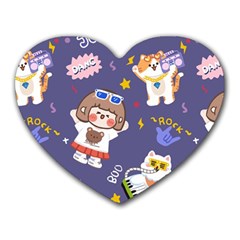 Girl Cartoon Background Pattern Heart Mousepads