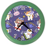 Girl Cartoon Background Pattern Color Wall Clock Front