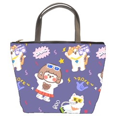Girl Cartoon Background Pattern Bucket Bag