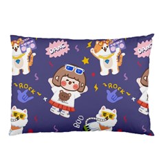 Girl Cartoon Background Pattern Pillow Case