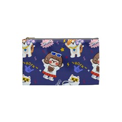 Girl Cartoon Background Pattern Cosmetic Bag (Small)