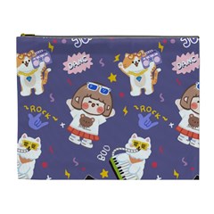 Girl Cartoon Background Pattern Cosmetic Bag (XL)