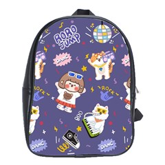 Girl Cartoon Background Pattern School Bag (Large)