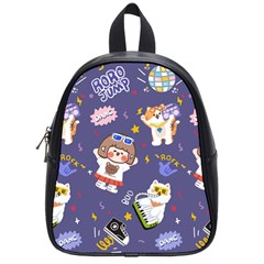 Girl Cartoon Background Pattern School Bag (Small)