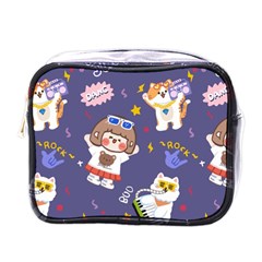 Girl Cartoon Background Pattern Mini Toiletries Bag (One Side)