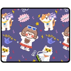 Girl Cartoon Background Pattern Fleece Blanket (Medium) 