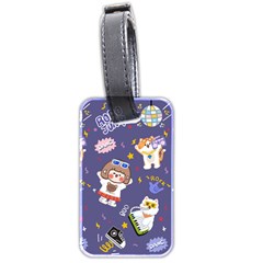 Girl Cartoon Background Pattern Luggage Tag (two sides)
