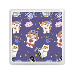 Girl Cartoon Background Pattern Memory Card Reader (Square)