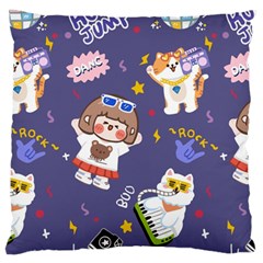 Girl Cartoon Background Pattern Large Cushion Case (One Side)