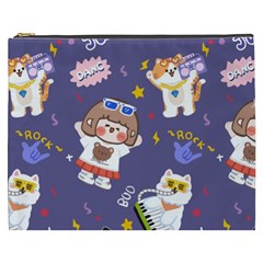 Girl Cartoon Background Pattern Cosmetic Bag (XXXL)