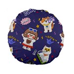 Girl Cartoon Background Pattern Standard 15  Premium Round Cushions Front