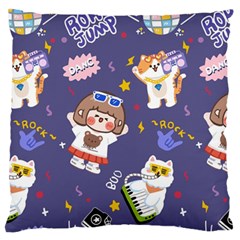 Girl Cartoon Background Pattern Large Flano Cushion Case (One Side)