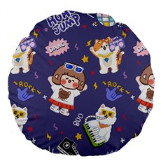 Girl Cartoon Background Pattern Large 18  Premium Flano Round Cushions