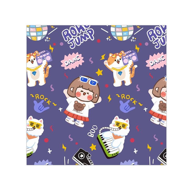 Girl Cartoon Background Pattern Square Satin Scarf (30  x 30 )