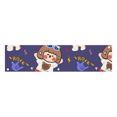 Girl Cartoon Background Pattern Banner and Sign 4  x 1 