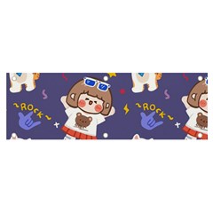 Girl Cartoon Background Pattern Banner and Sign 6  x 2 