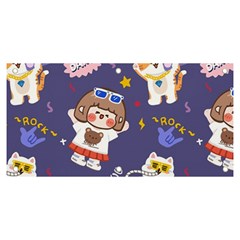 Girl Cartoon Background Pattern Banner and Sign 6  x 3 