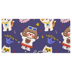 Girl Cartoon Background Pattern Banner and Sign 8  x 4 