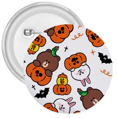 Illustration Pumpkin Bear Bat Bunny Chicken 3  Buttons