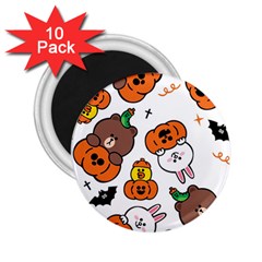 Illustration Pumpkin Bear Bat Bunny Chicken 2 25  Magnets (10 Pack) 