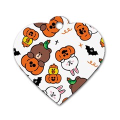 Illustration Pumpkin Bear Bat Bunny Chicken Dog Tag Heart (two Sides) by Sudhe