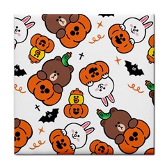 Illustration Pumpkin Bear Bat Bunny Chicken Face Towel by Sudhe