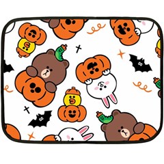 Illustration Pumpkin Bear Bat Bunny Chicken Fleece Blanket (mini) by Sudhe