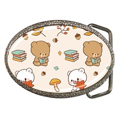 Illustration Bear Cartoon Background Pattern Belt Buckles