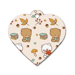 Illustration Bear Cartoon Background Pattern Dog Tag Heart (one Side) by Sudhe