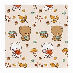 Illustration Bear Cartoon Background Pattern Medium Glasses Cloth