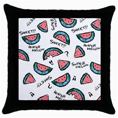 Illustration Watermelon Fruit Sweet Slicee Throw Pillow Case (black)