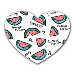 Illustration Watermelon Fruit Sweet Slicee Heart Mousepads