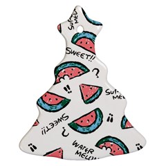 Illustration Watermelon Fruit Sweet Slicee Christmas Tree Ornament (two Sides) by Sudhe