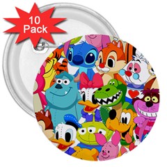 Illustration Cartoon Character Animal Cute 3  Buttons (10 Pack) 