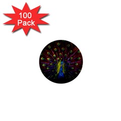 Beautiful Peacock Feather 1  Mini Buttons (100 Pack) 