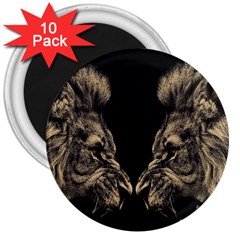 Animalsangry Male Lions Conflict 3  Magnets (10 Pack) 