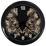 Animalsangry Male Lions Conflict Wall Clock (Black) Front