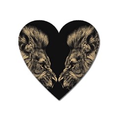 Animalsangry Male Lions Conflict Heart Magnet