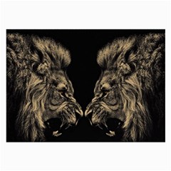 Animalsangry Male Lions Conflict Large Glasses Cloth