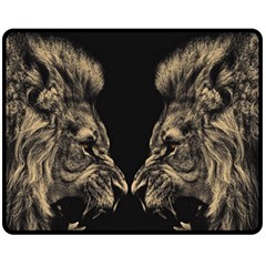 Animalsangry Male Lions Conflict Fleece Blanket (medium)  by Jancukart