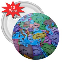 Globe World Map Maps Europe 3  Buttons (10 Pack) 
