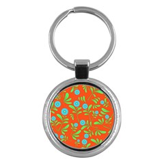 Background-texture-seamless-flowers Key Chain (round)