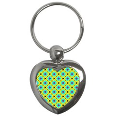Abstract Pattern Tiles Square Design Modern Key Chain (heart)