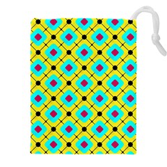 Abstract Pattern Tiles Square Design Modern Drawstring Pouch (5xl) by Amaryn4rt