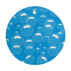 Pattern Blue Bubble Pattern Background Ornament (round) by Amaryn4rt