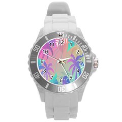 Palm-trees Round Plastic Sport Watch (l) by nateshop