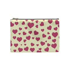 Valentine Flat Love Hearts Design Romantic Cosmetic Bag (medium) by Amaryn4rt