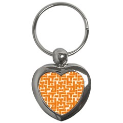 Illustration Orange Background Rectangles Pattern Key Chain (heart)