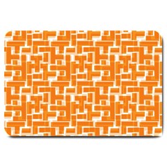 Illustration Orange Background Rectangles Pattern Large Doormat  by Amaryn4rt